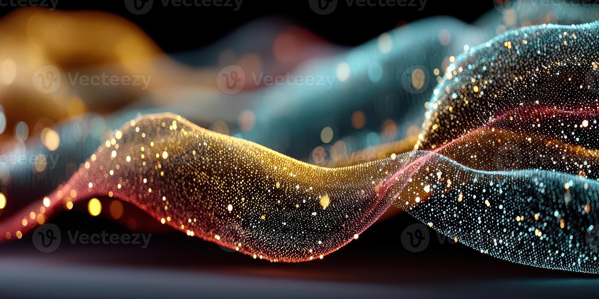 Colorful abstract wave design with shimmering particles and smooth transitions in digital art photo