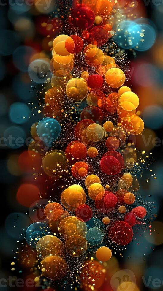 Colorful abstract bubbles create a vibrant display with shimmering light effects photo
