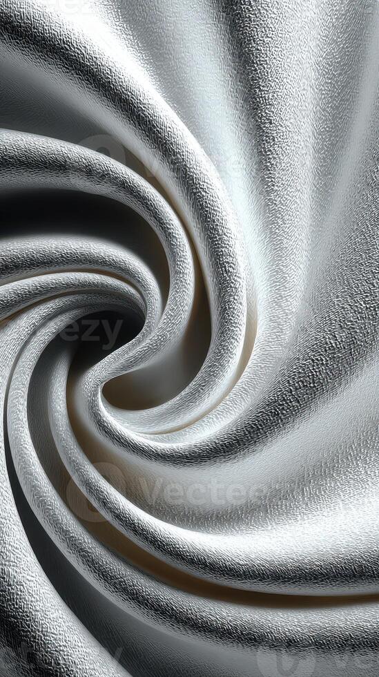 Swirling silver fabric creates a stunning pattern in soft light photo