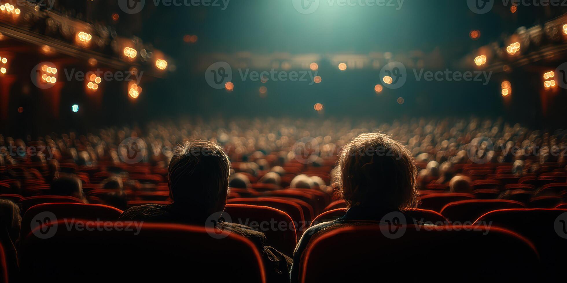 Spectators engage in a captivating performance at a historic theater during an evening show photo