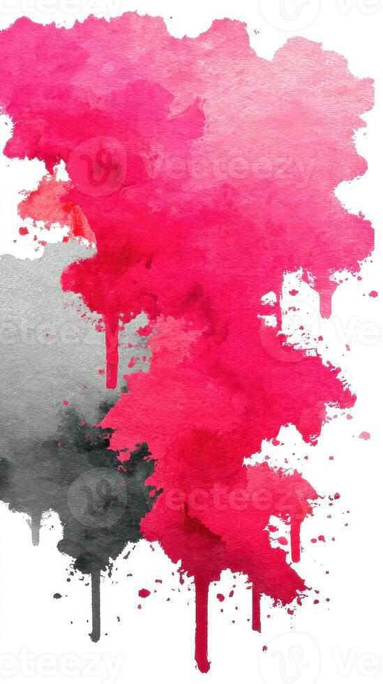 Colorful watercolor texture with pink and gray splashes creating a vibrant abstract background photo