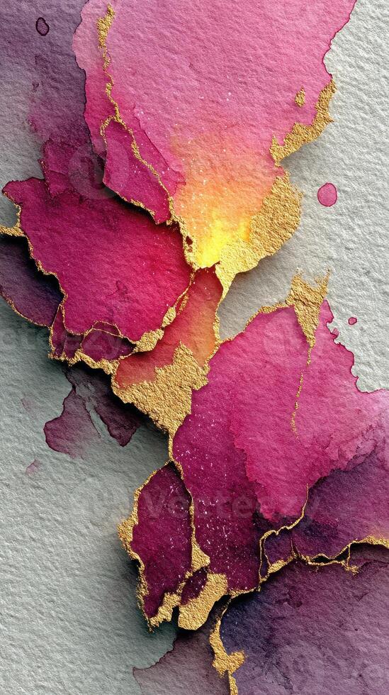 Colorful abstract art with gold accents and textured layers on a soft neutral background created in a contemporary style photo
