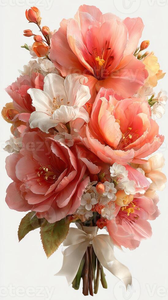 Beautiful floral bouquet featuring pink and white blooms arranged for a special occasion photo