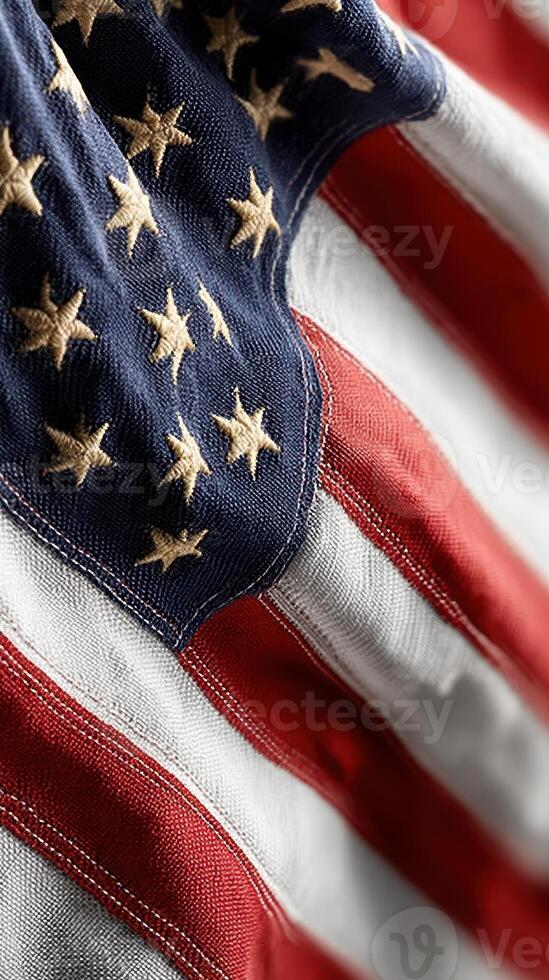 American flag waving in the wind with detailed fabric texture and vibrant colors captured during the day time photo