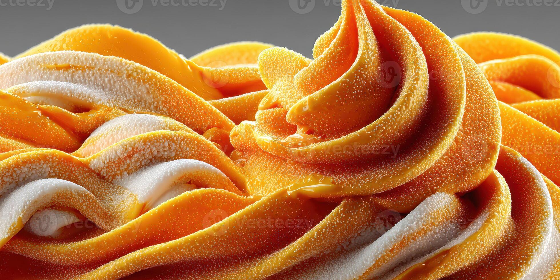 Delicious orange swirl soft serve dessert with creamy texture and vibrant color enjoyed on a sunny day photo