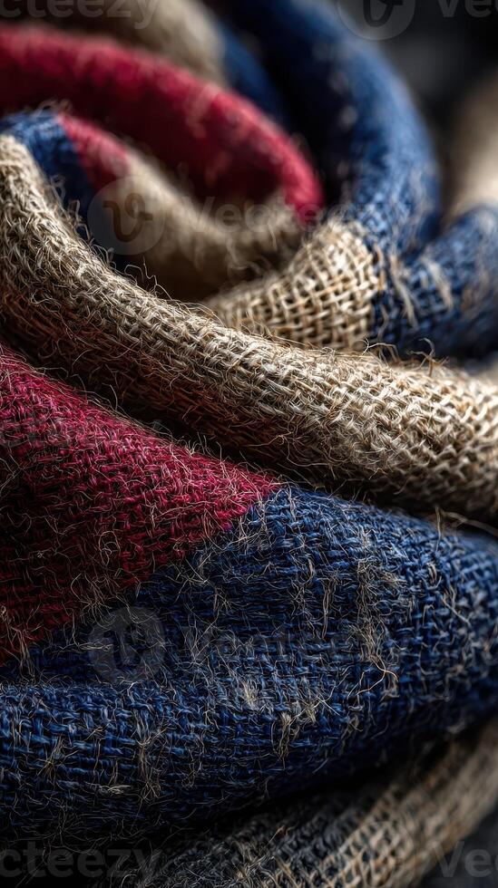 Woven fabric showcasing intricate patterns and textures in rich colors and natural fibers photo