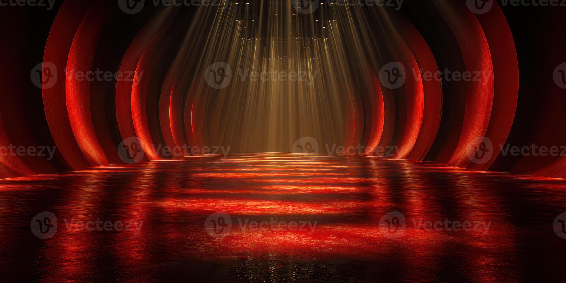 Vibrant red-lit venue with dramatic lighting creating an energetic atmosphere for performances in an urban setting photo
