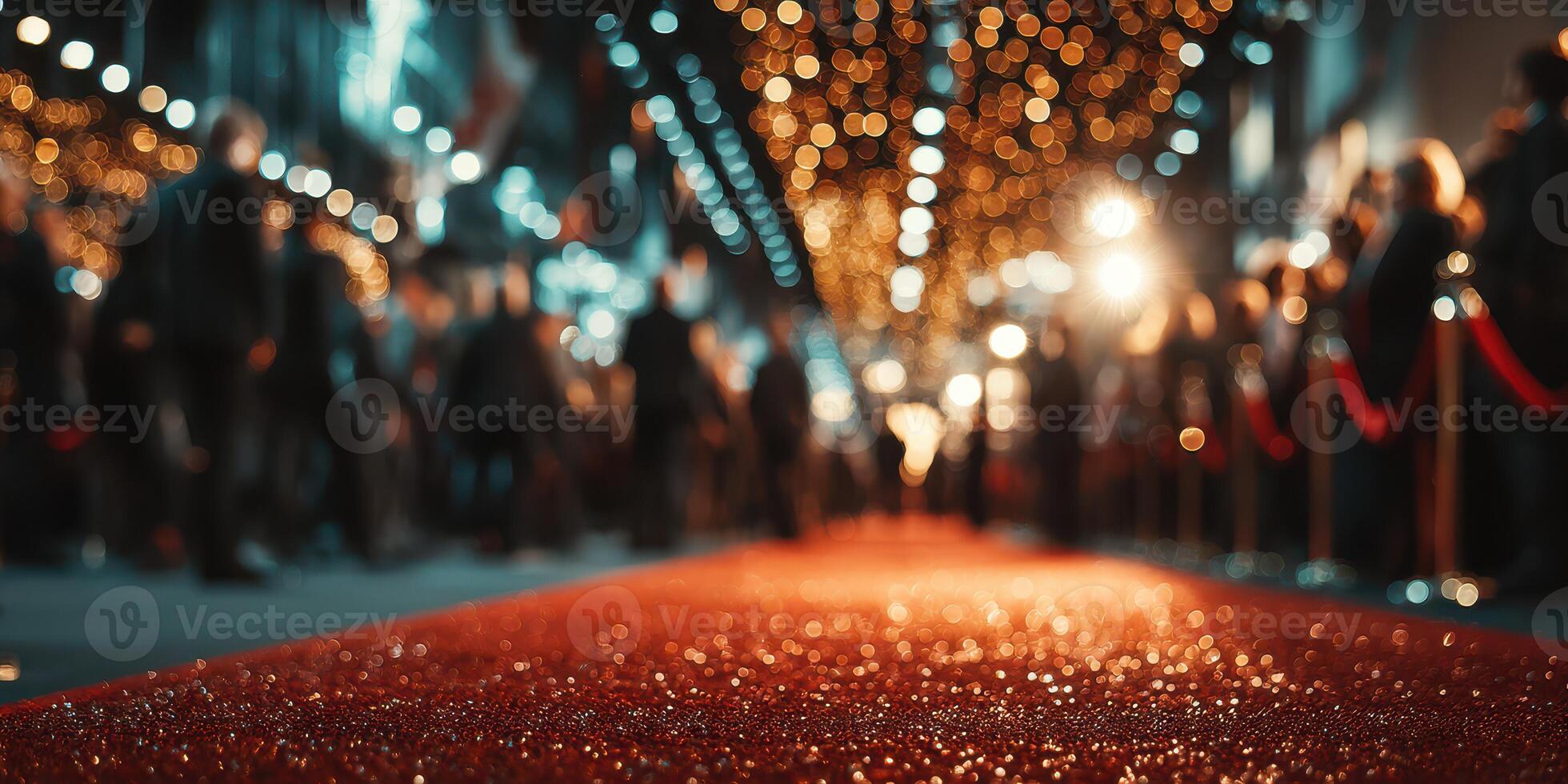 Celebrities walk on red carpet at glamorous event with bright lights and festive atmosphere in evening setting photo