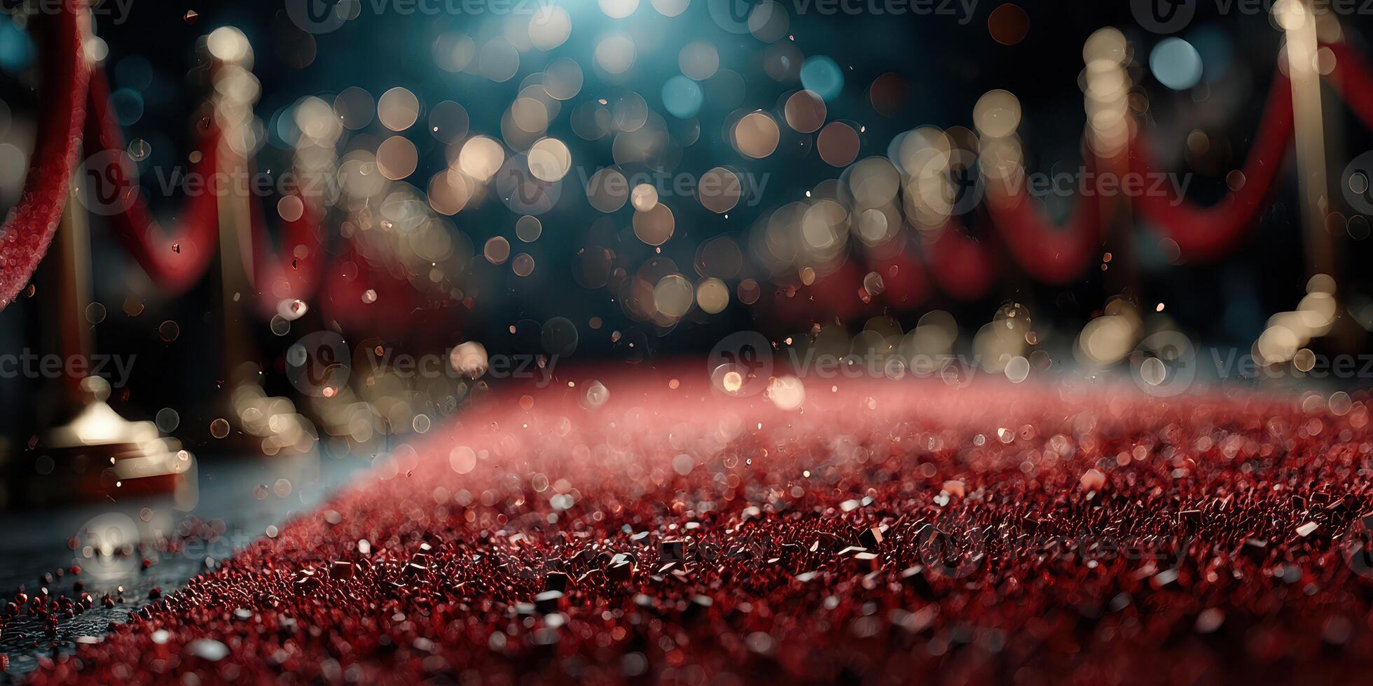 Red carpet at a glamorous event with sparkling lights and elegant decor showcasing a prestigious atmosphere photo