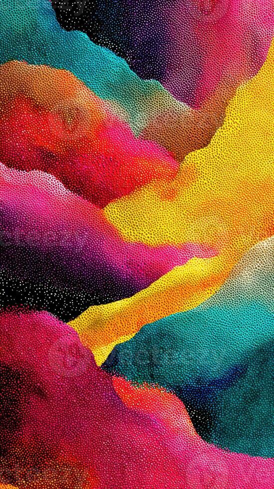 Vibrant abstract artwork depicting colorful clouds and waves of hues photo