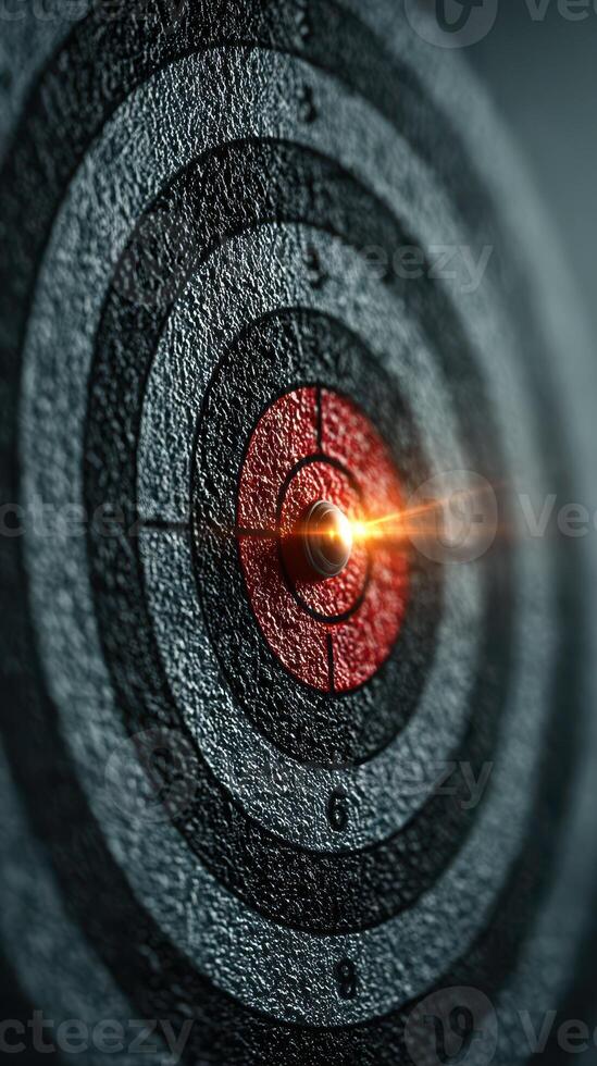 Precision aim captured on a dartboard close-up with light reflection at indoor venue during focused practice session photo