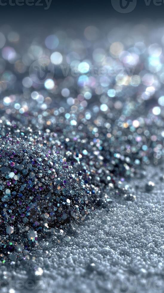 Shimmering collection of colorful glitter scattered on a smooth surface photo