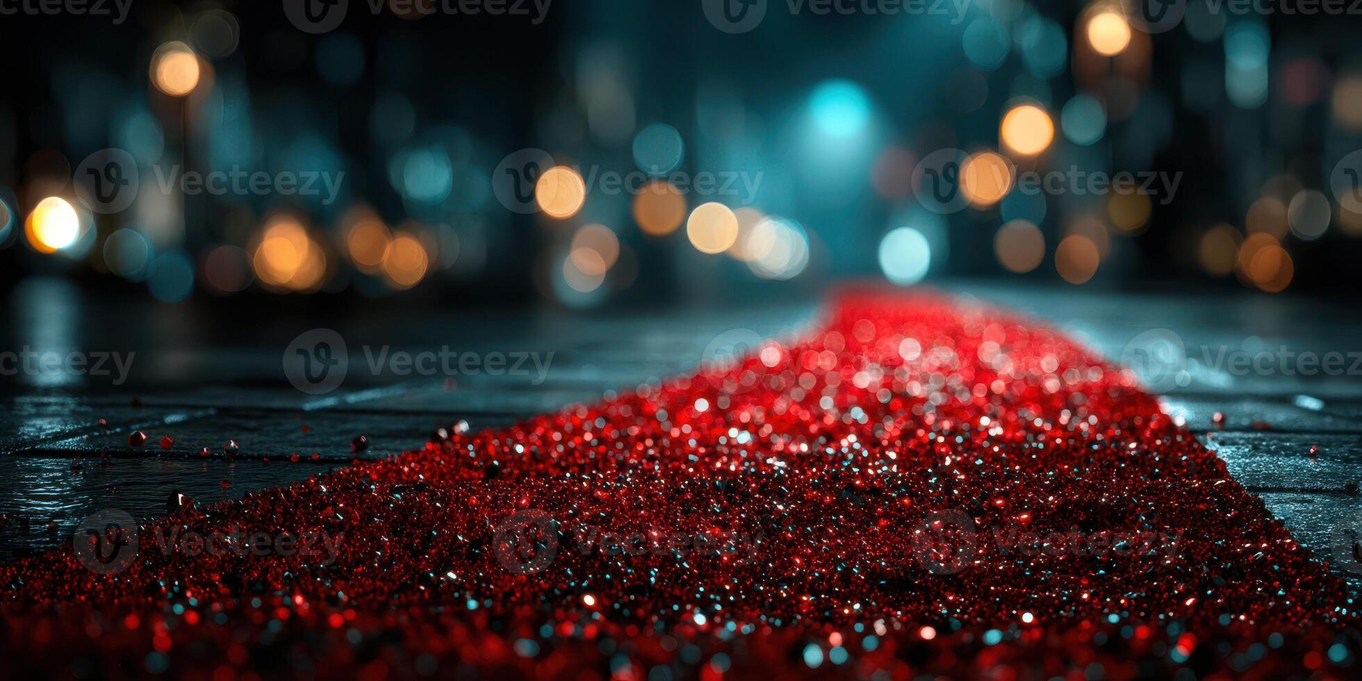 Red carpet event featuring sparkling decorations and illuminated background during a glamorous night celebration photo