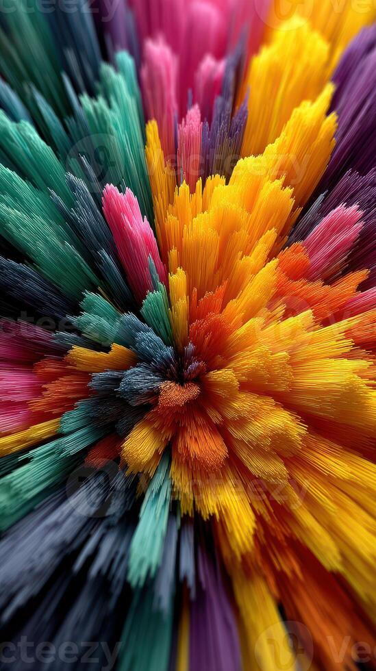 Vibrant, colorful texture resembling an abstract explosion in a modern art piece with sharp details and depth photo