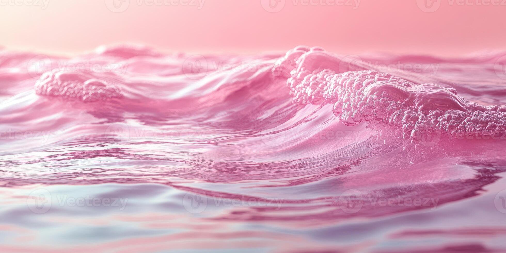 Serene pink waves gently rolling under soft light at sunset on a calm ocean surface photo
