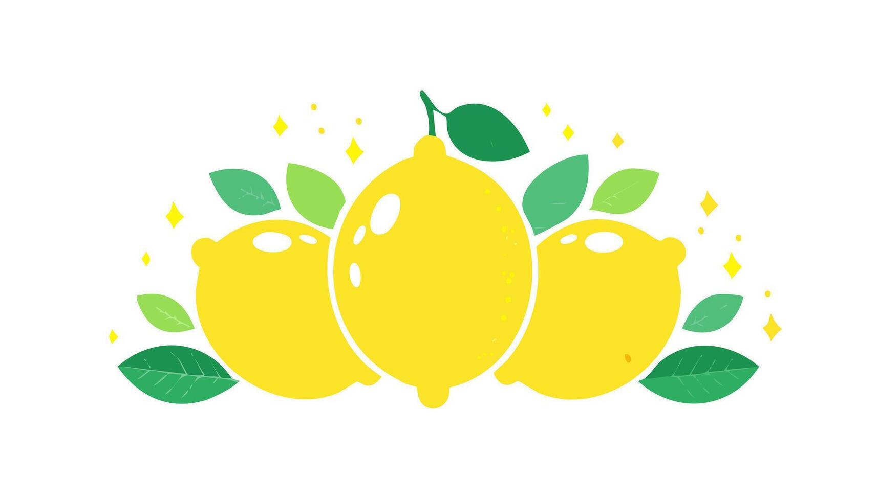 Adorable lemon with playful green leaves illustrated in flat style. Bright and cheerful design with minimal color on white background. vector