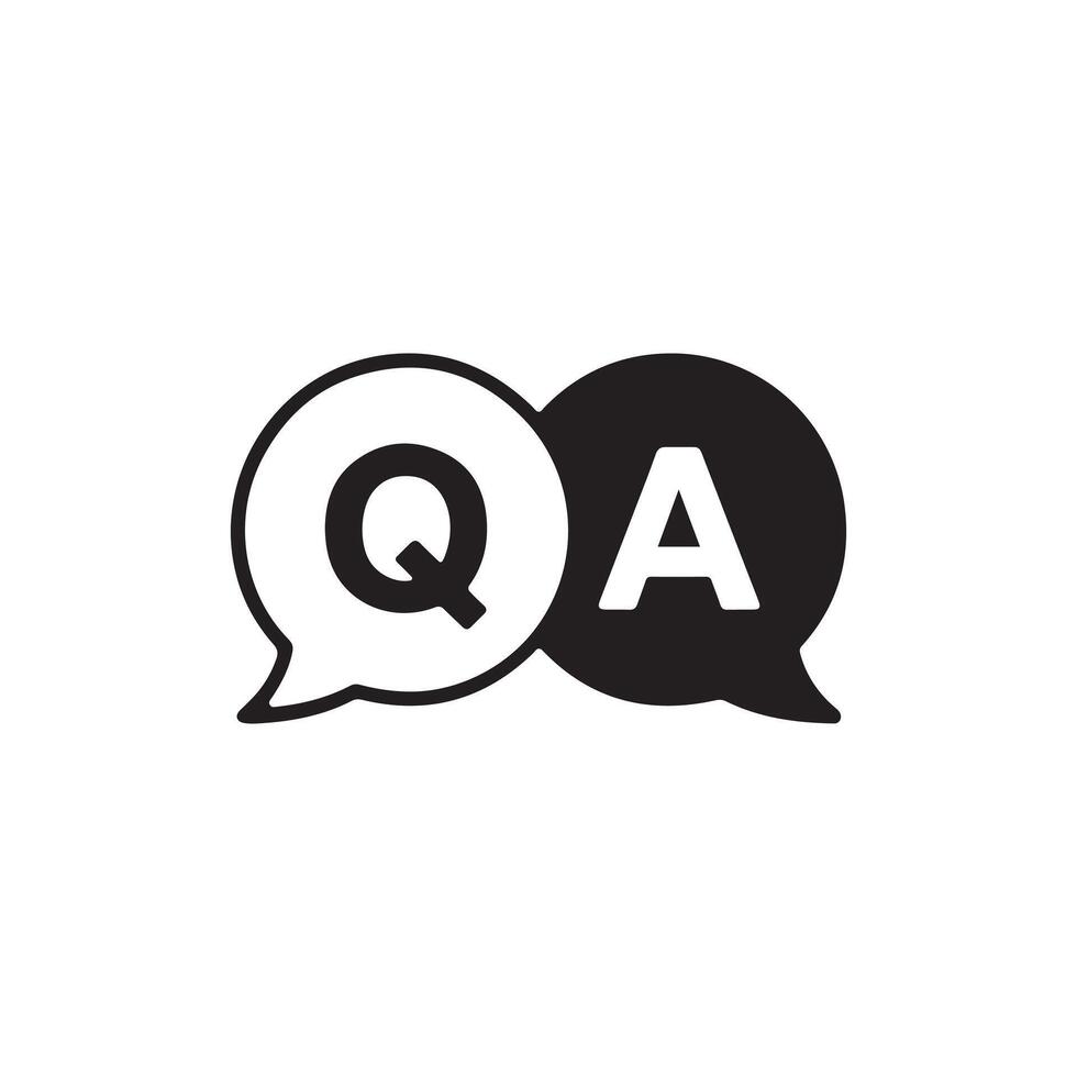 Q and A Speech Bubble Icon for Question and Answer Communication Concept vector