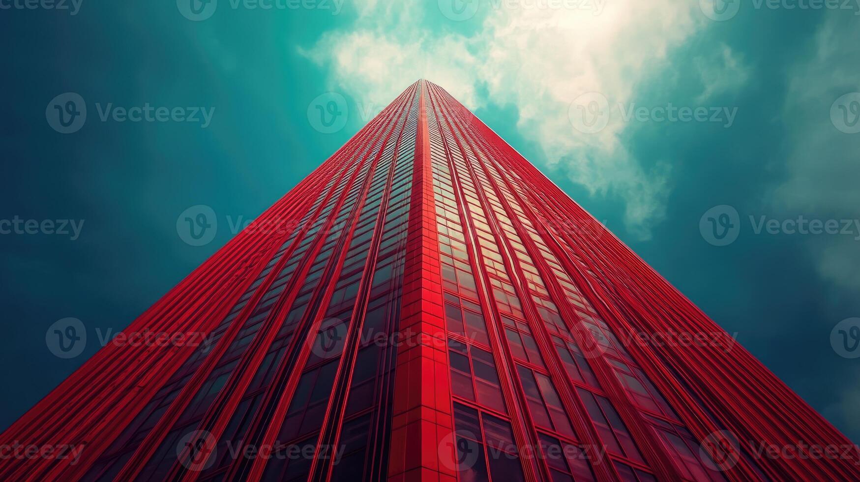 A tall building with a red roof photo