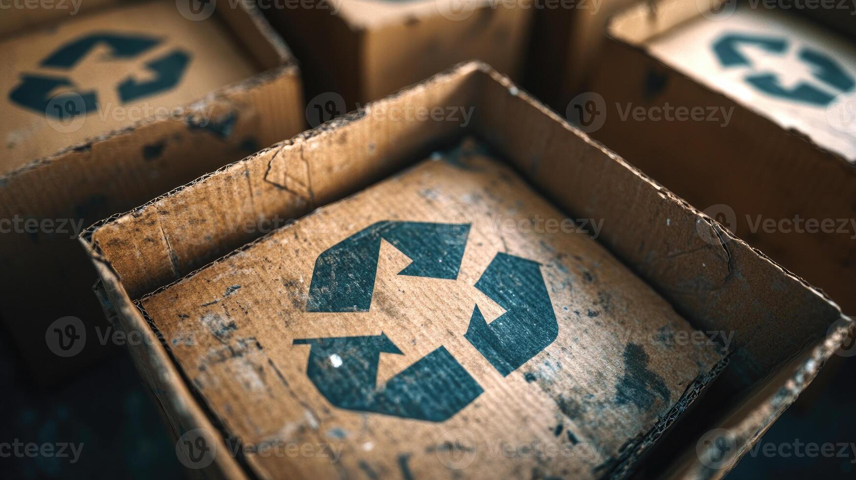 A box with a recycling symbol on it photo