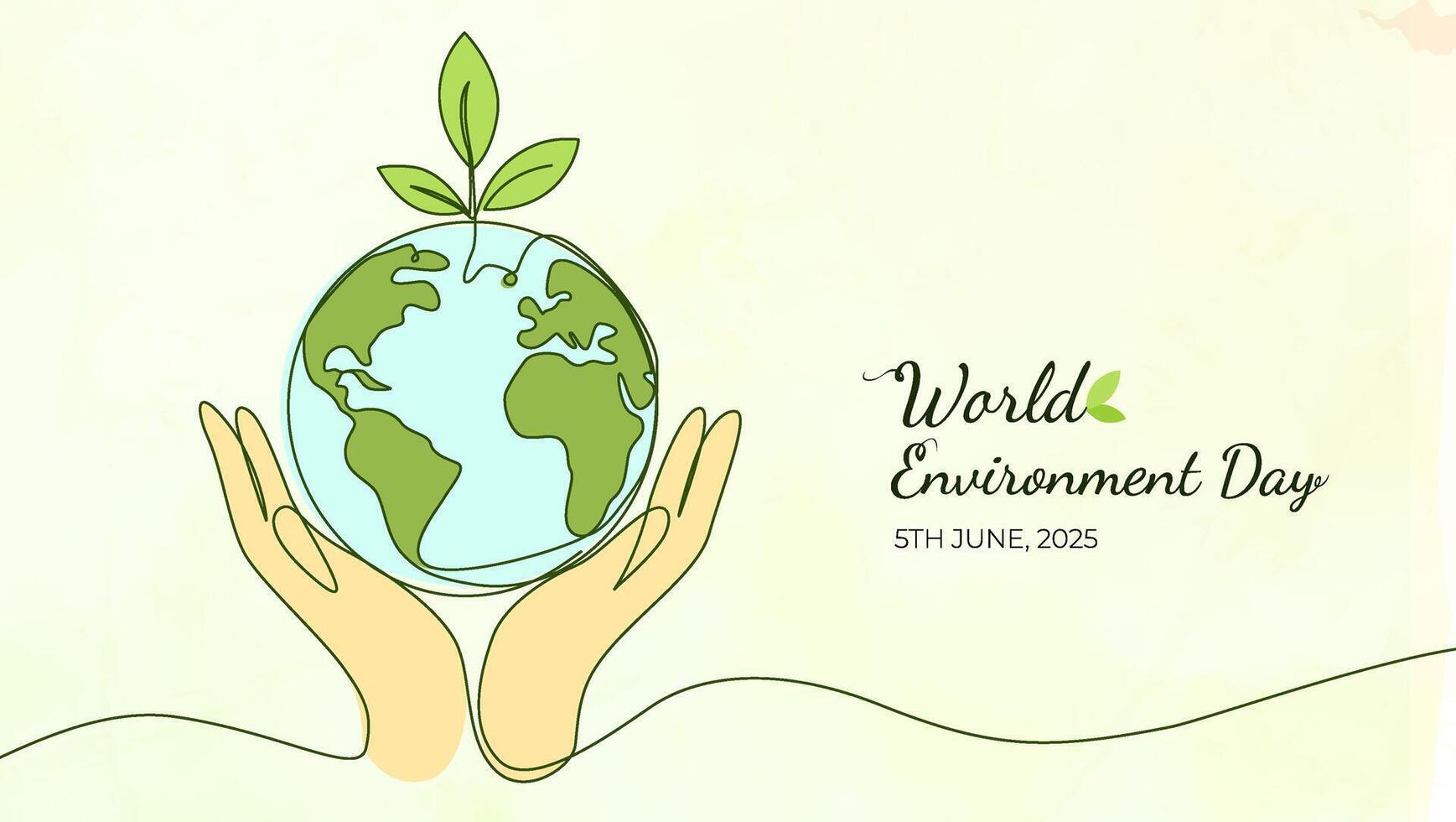 World Environment Day Poster with Earth and Leaves in Hands Illustration vector
