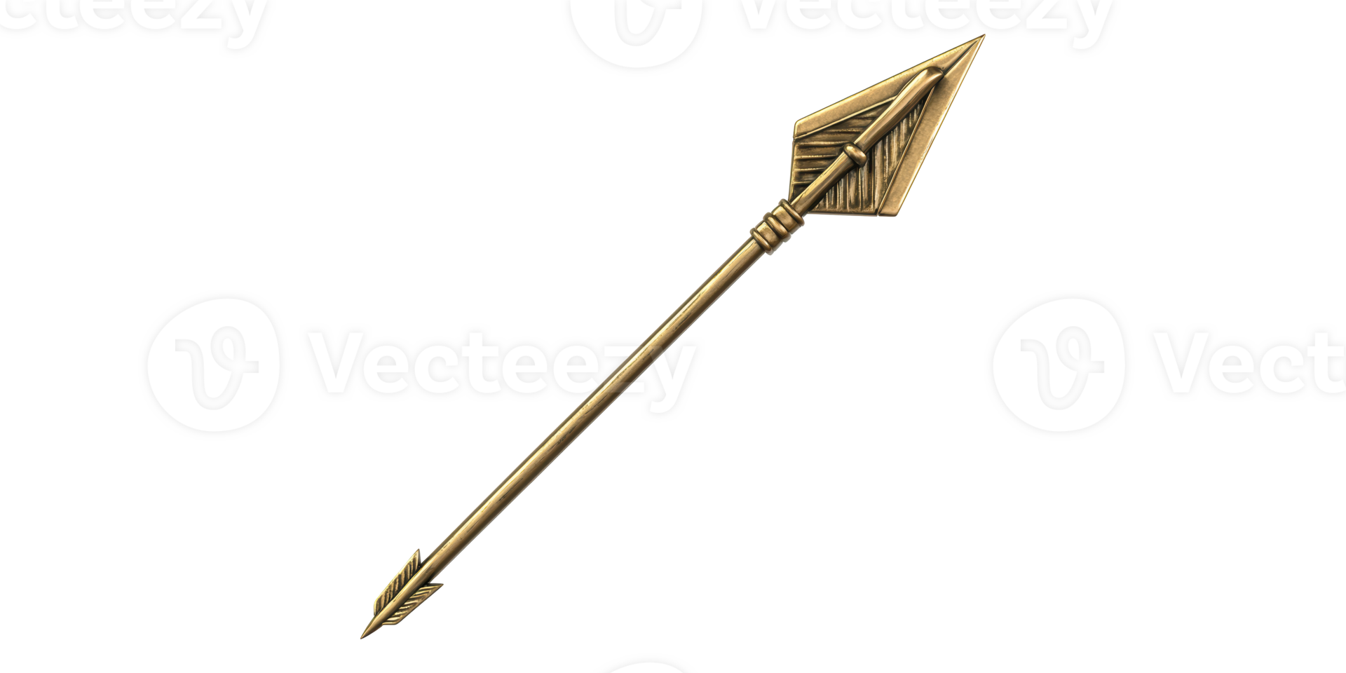 Gold Arrow With Pointed Tip Isolated on Transparent Background png