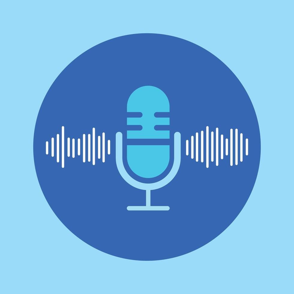 Professional Podcast Website Icon Microphone and Clear Sound Waves vector
