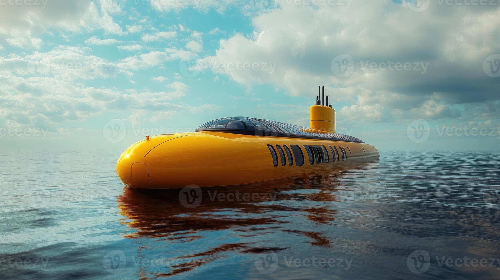 A submarine floating in the ocean photo
