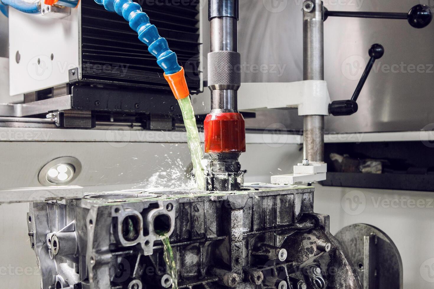 CNC block honing, overhaul of engine. In the engine machining department Automatic honing machine is used to hone all of engine blocks to high standards. photo