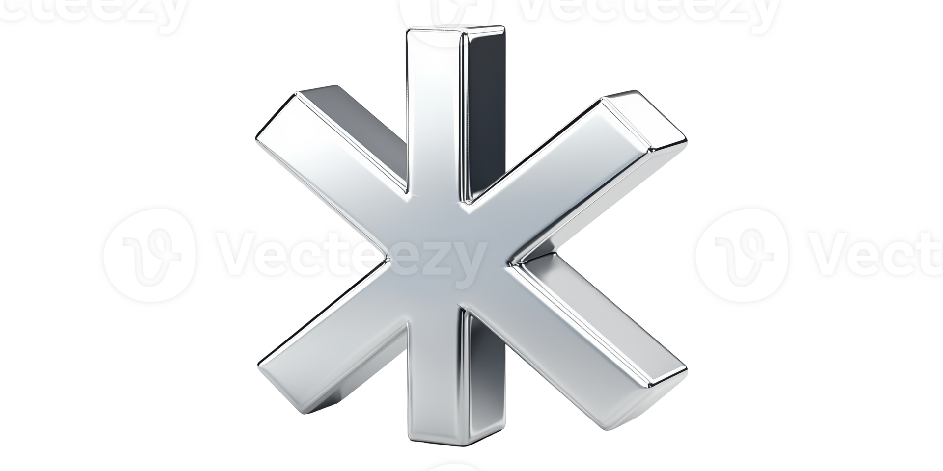 Metallic Asterisk Symbol With Bold Edges Isolated on Transparent Background png