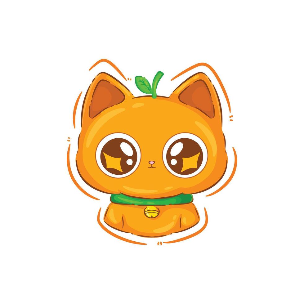 illustration art cute orange cat character sticker design vector