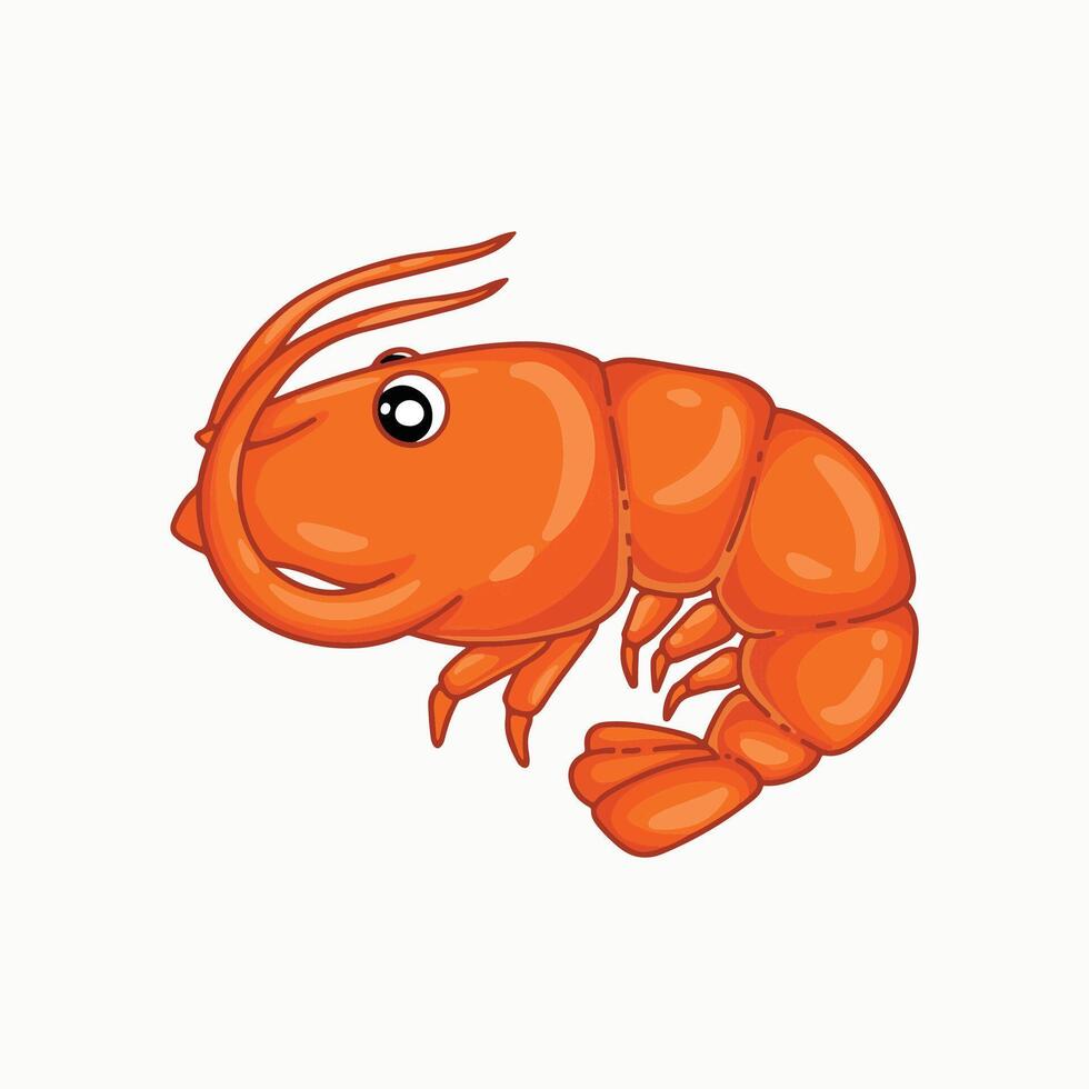 illustration art cute shrimp sticker design vector