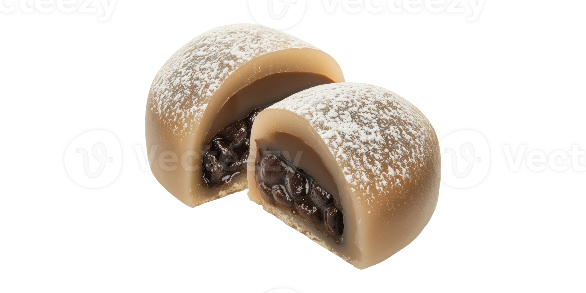 Cut Brown Pastry With Sweet Filling Isolated on Transparent Background png