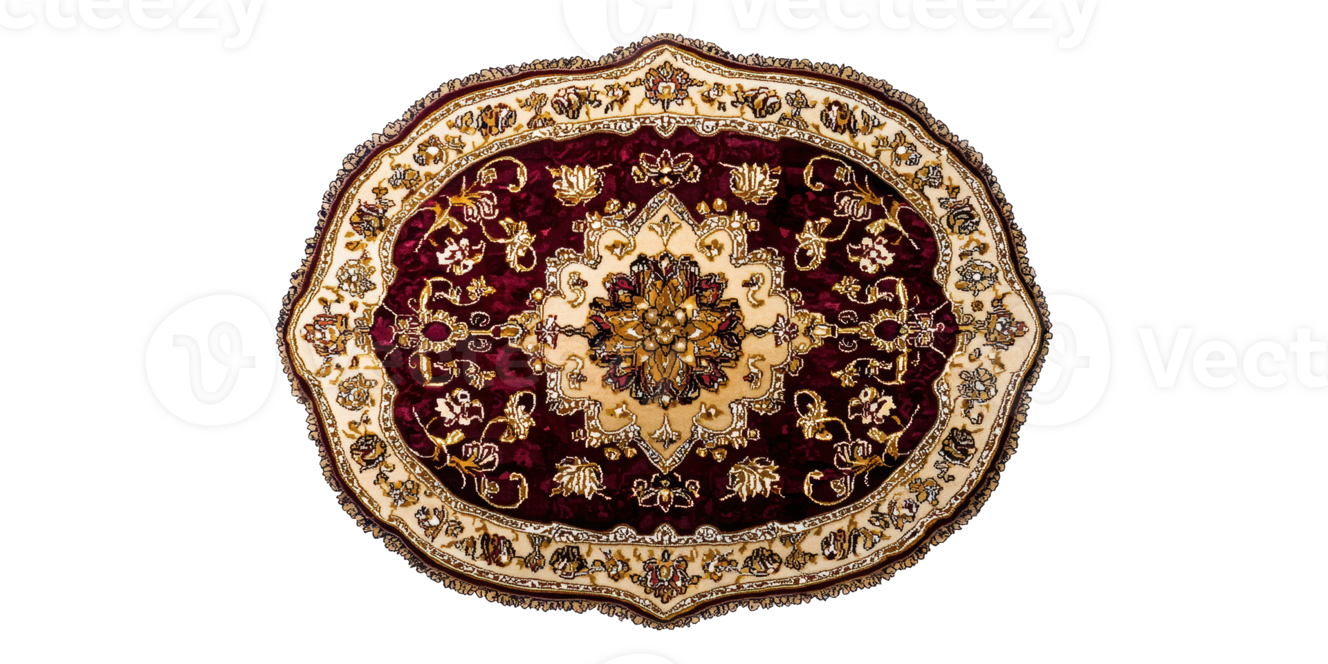 Decorative Oval Rug With Ornate Patterns Isolated on Transparent Background png