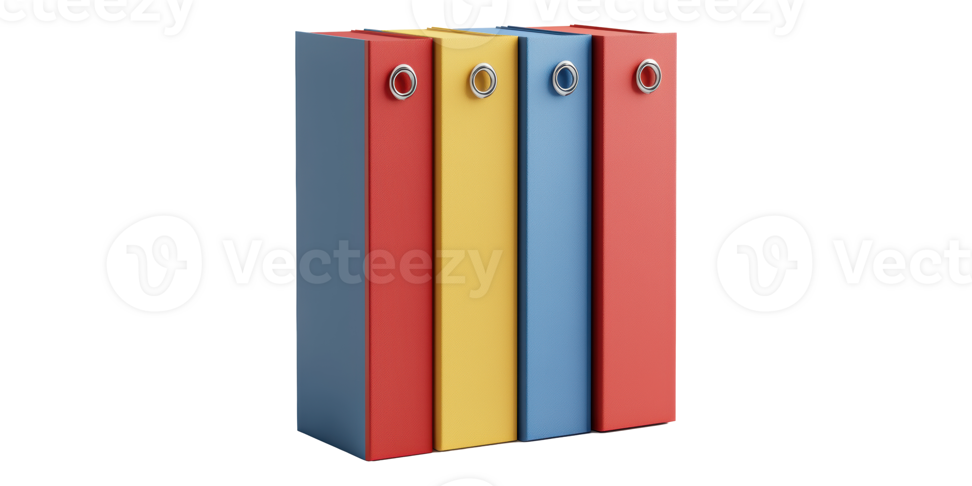 Colorful File Folders Arranged Vertically Isolated on Transparent Background png