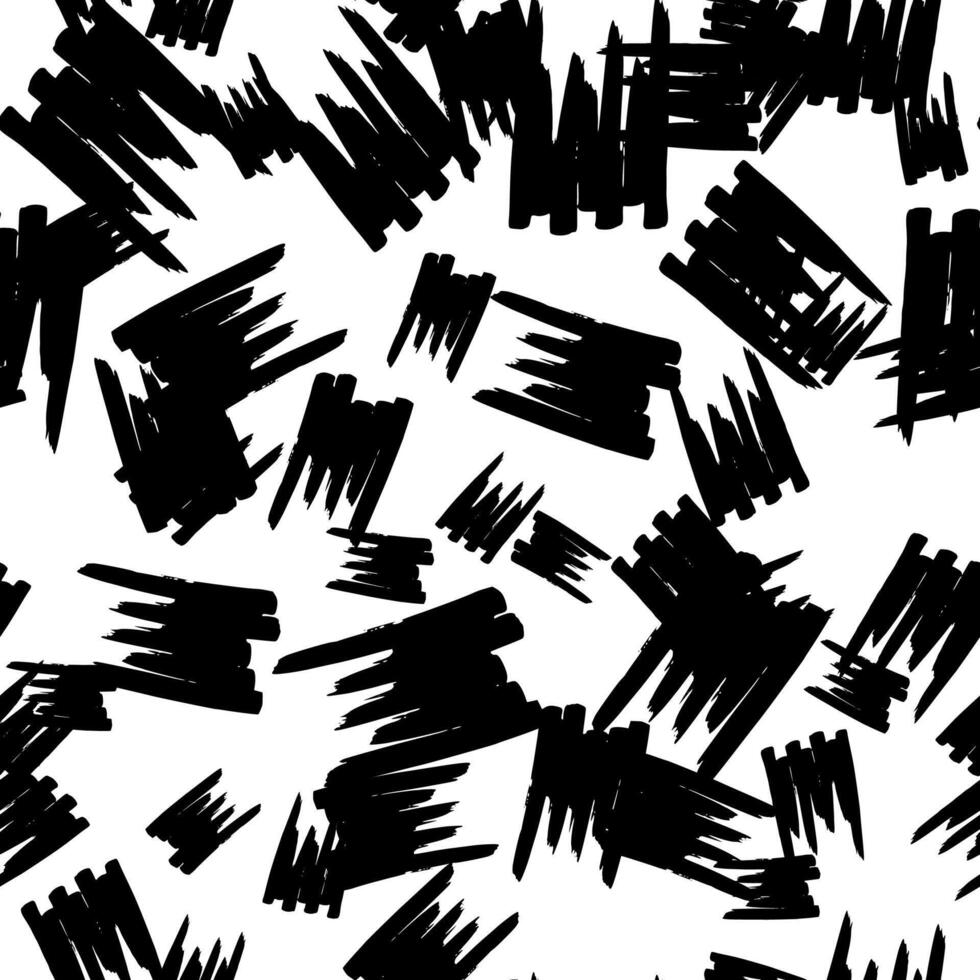 Seamless pattern with dark drawn scribble smear on white background. Abstract grunge. illustration vector