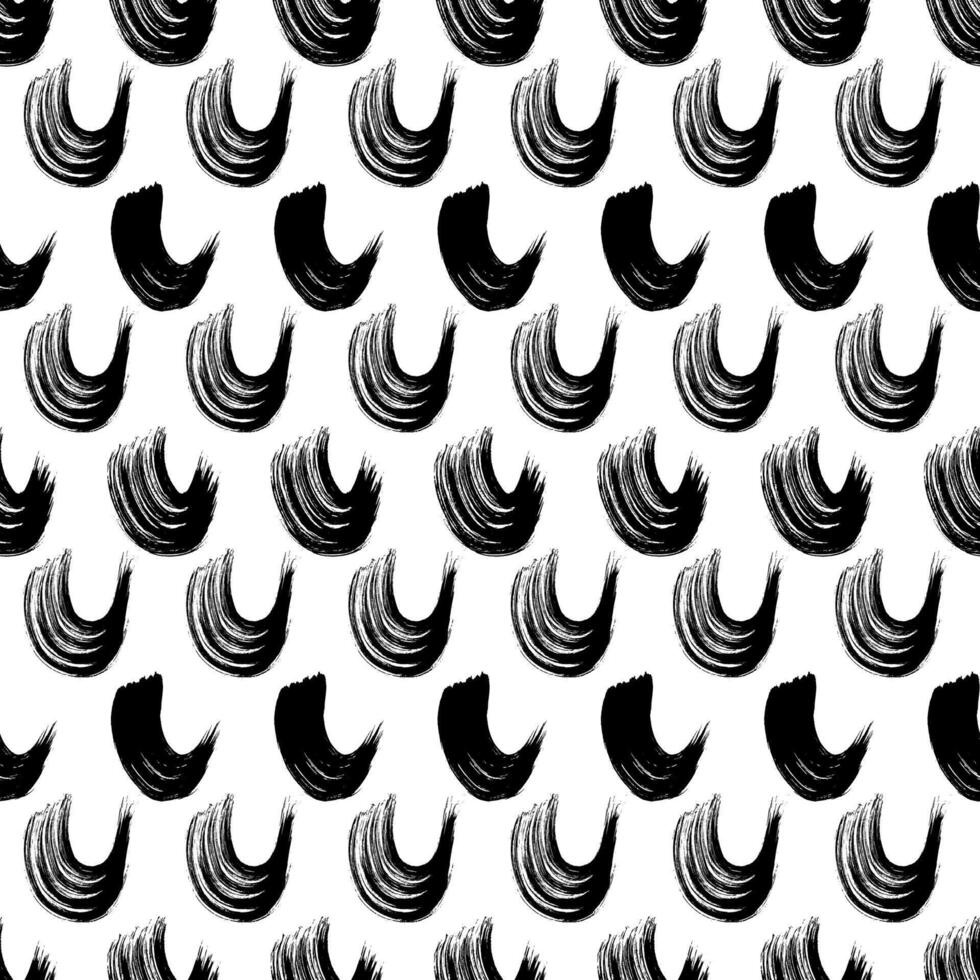 Seamless pattern with black wavy grunge brush strokes in abstract on white background vector