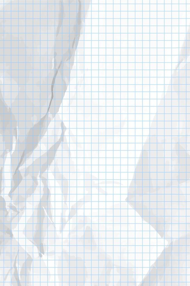 White clean crumpled paper . Vertical crumpled checkered empty paper template for posters and banners. illustration vector