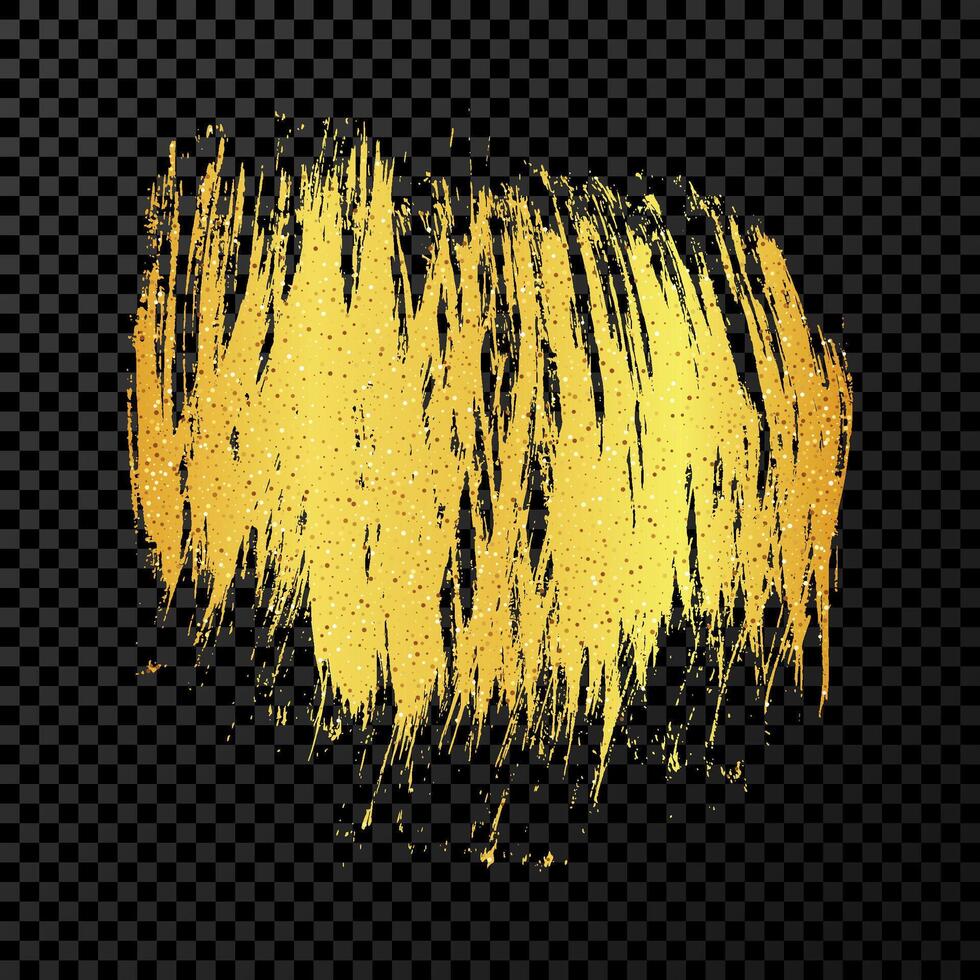 Gold brush . Hand drawn ink spot on dark background. illustration vector