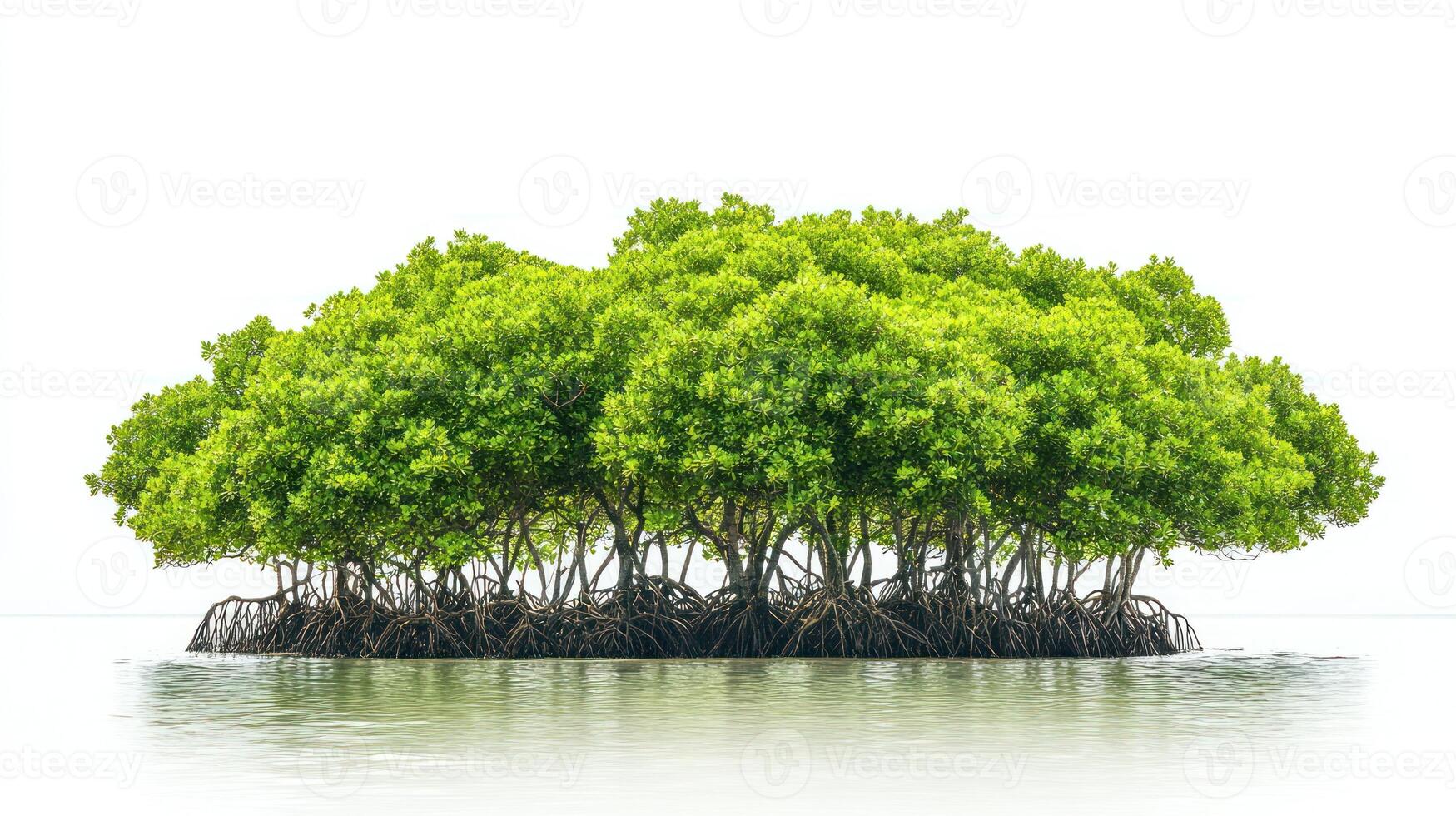 Mangrove tree on small island in water photo