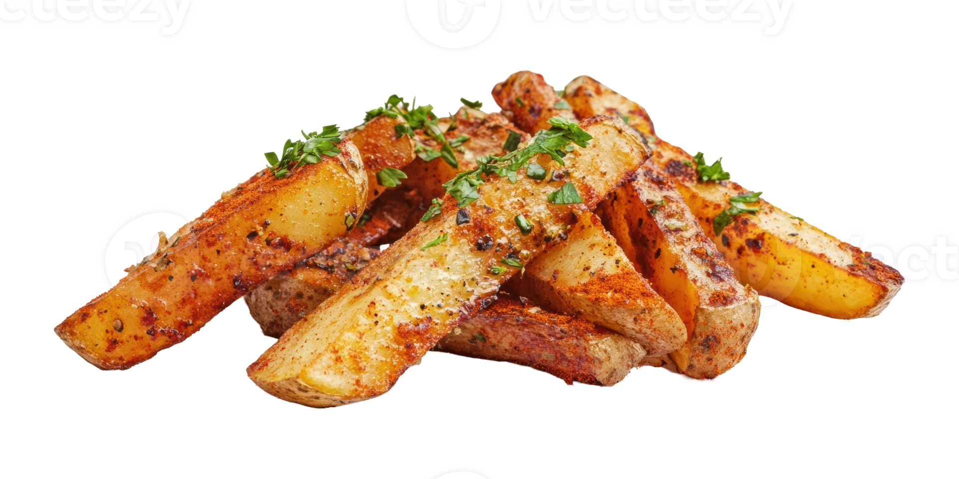 Seasoned Potato Wedges With Herbs Isolated on Transparent Background png