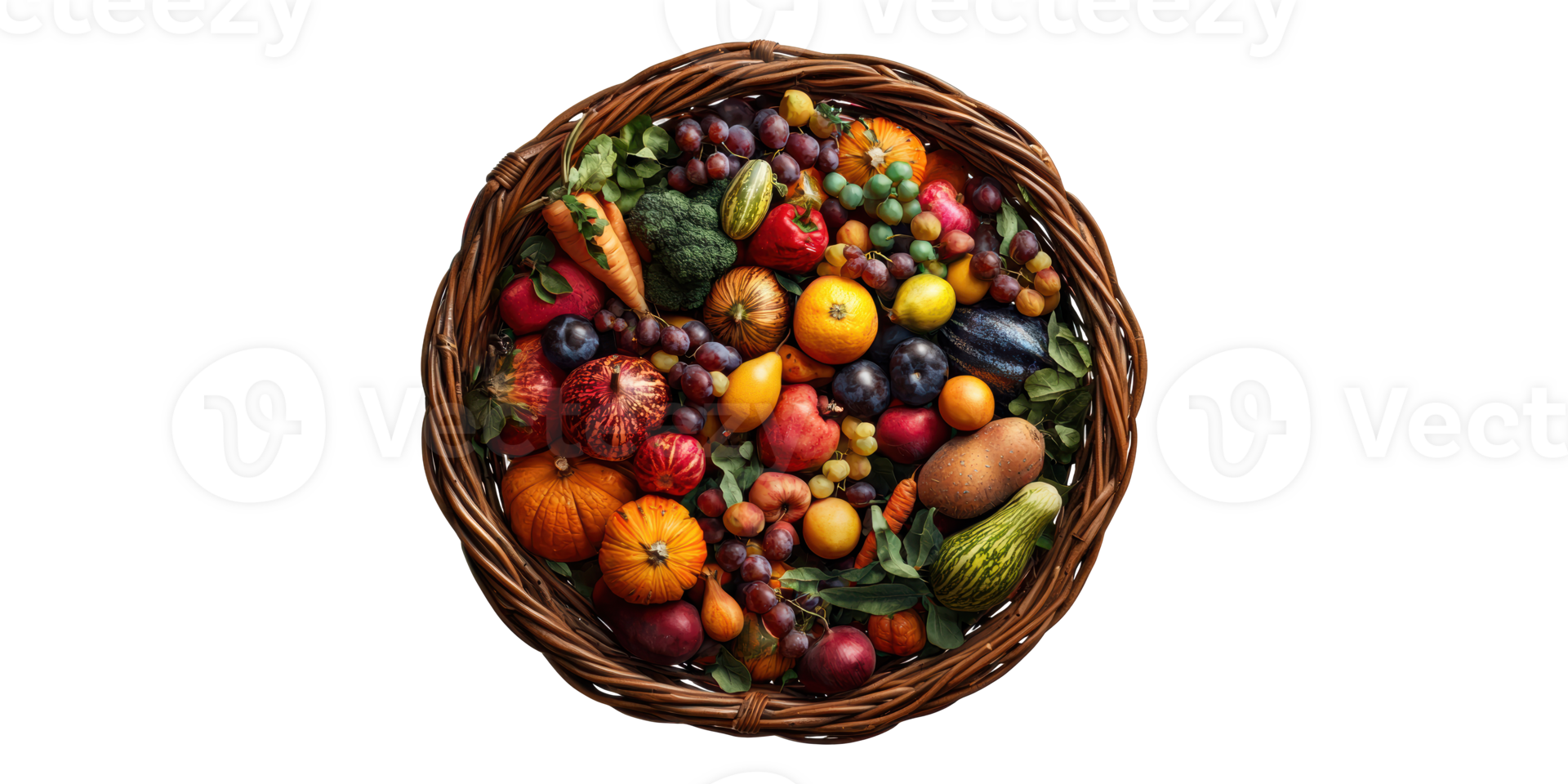 Decorative Basket Filled With Assorted Fruits Isolated on Transparent Background png