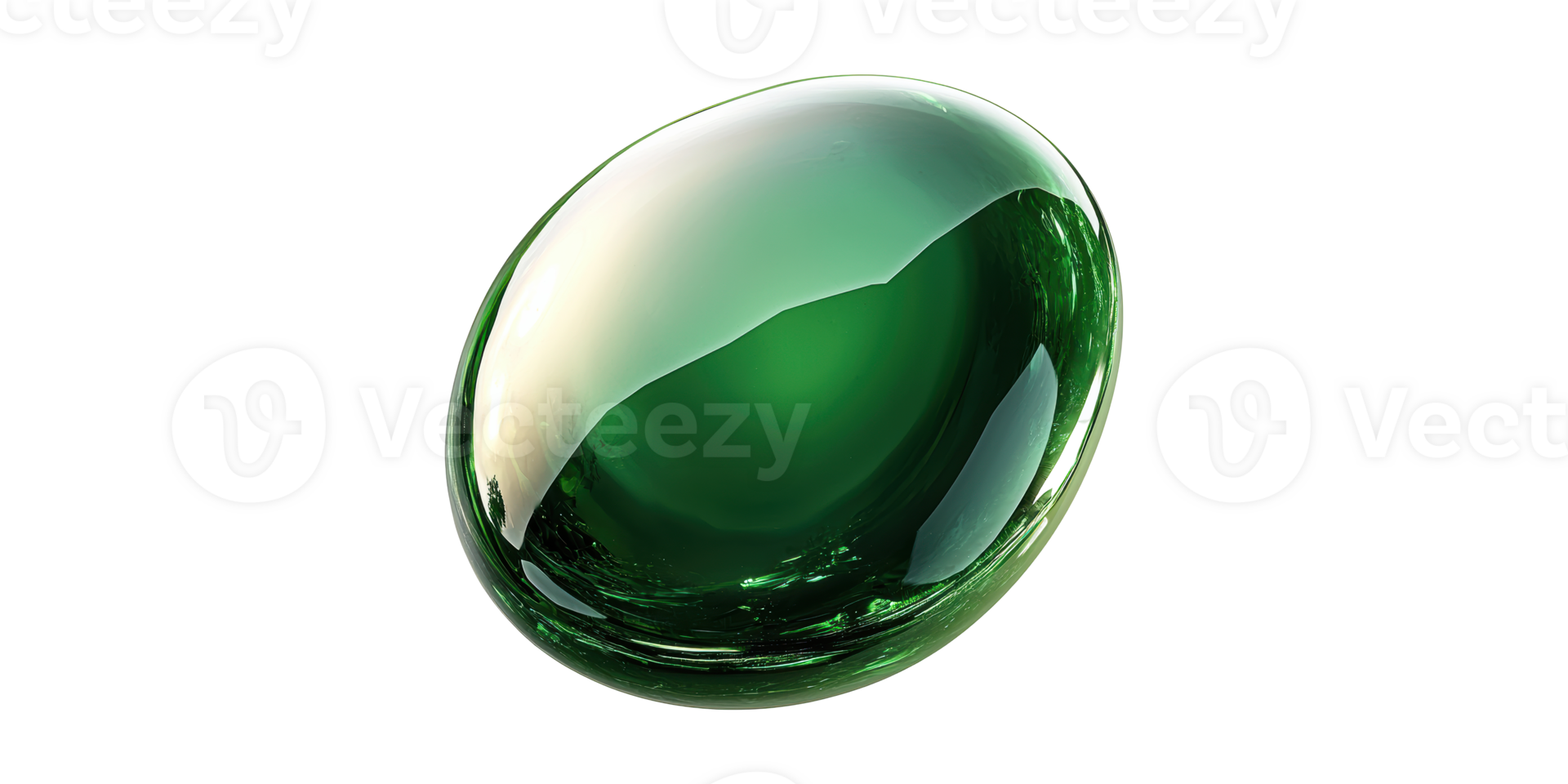Green Oval Gem 3D Isolated on Transparent Background png