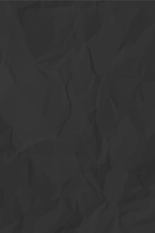 Black crumpled paper background. Vertical crumpled empty paper template for posters and banners. vector