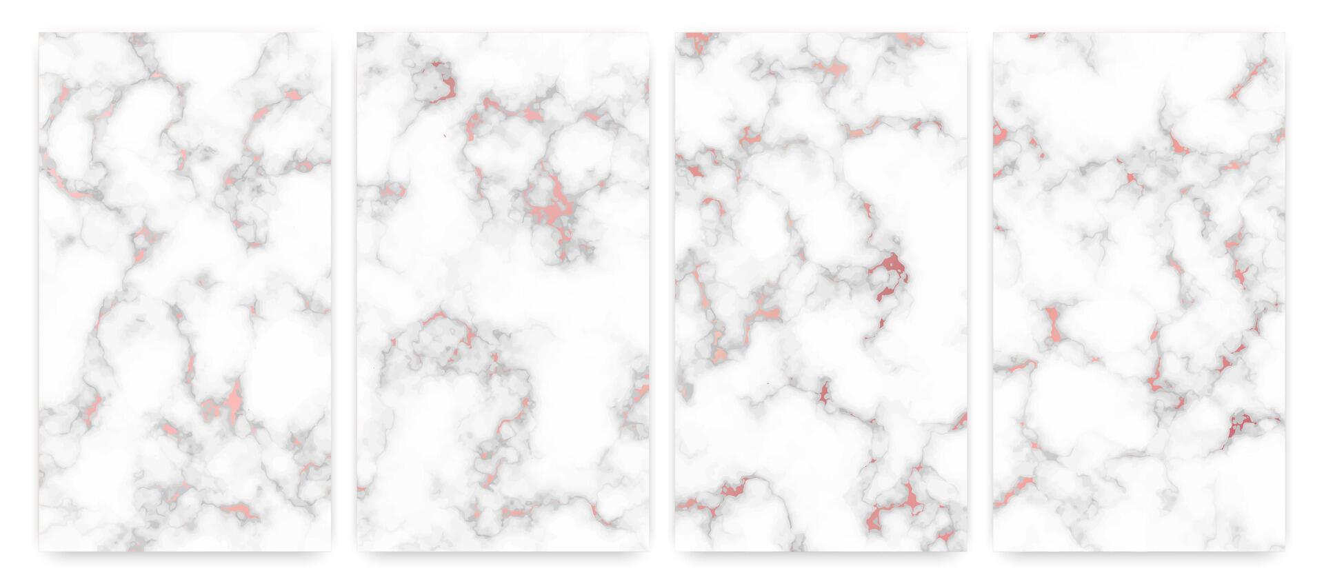 Rose gold marble background. Set of four abstract backdrops of marble granite stone. vector