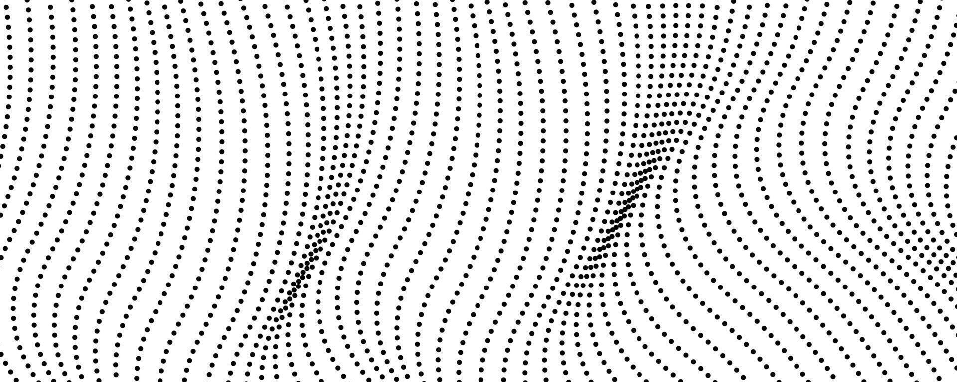 Halftone monochrome with flowing dots. Abstract black and white texture. illustration vector