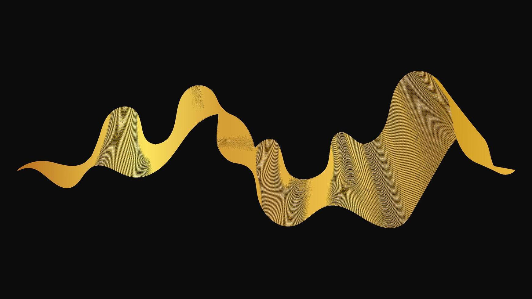 Abstract backdrop with luxury golden waves on dark . Modern technology background, wave design. vector