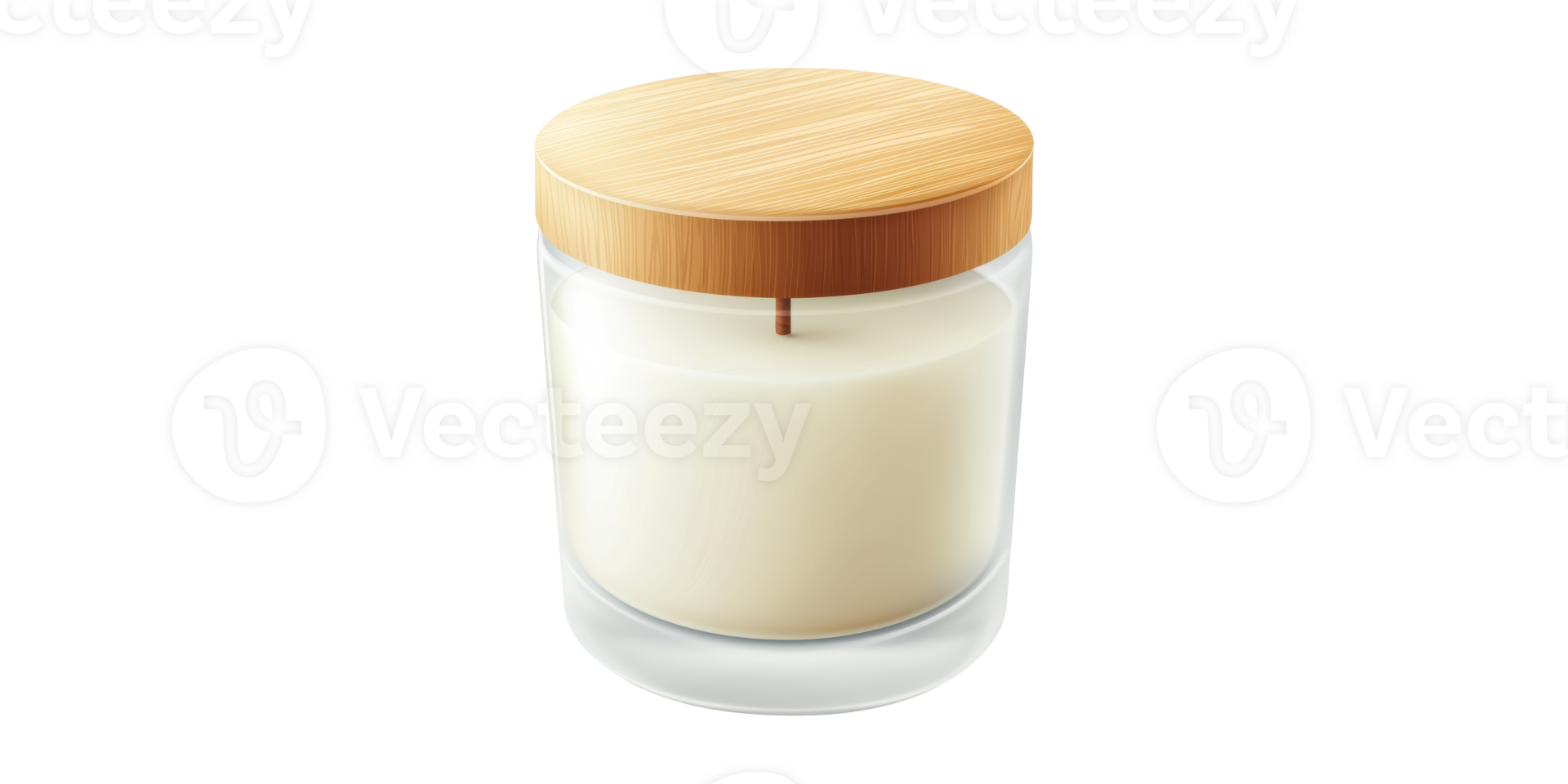 Glass Candle With Wooden Lid Isolated on Transparent Background png