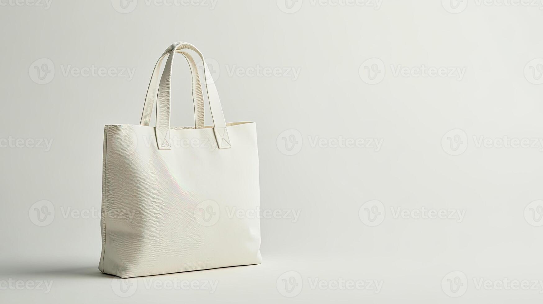 A white tote bag sitting on a table photo