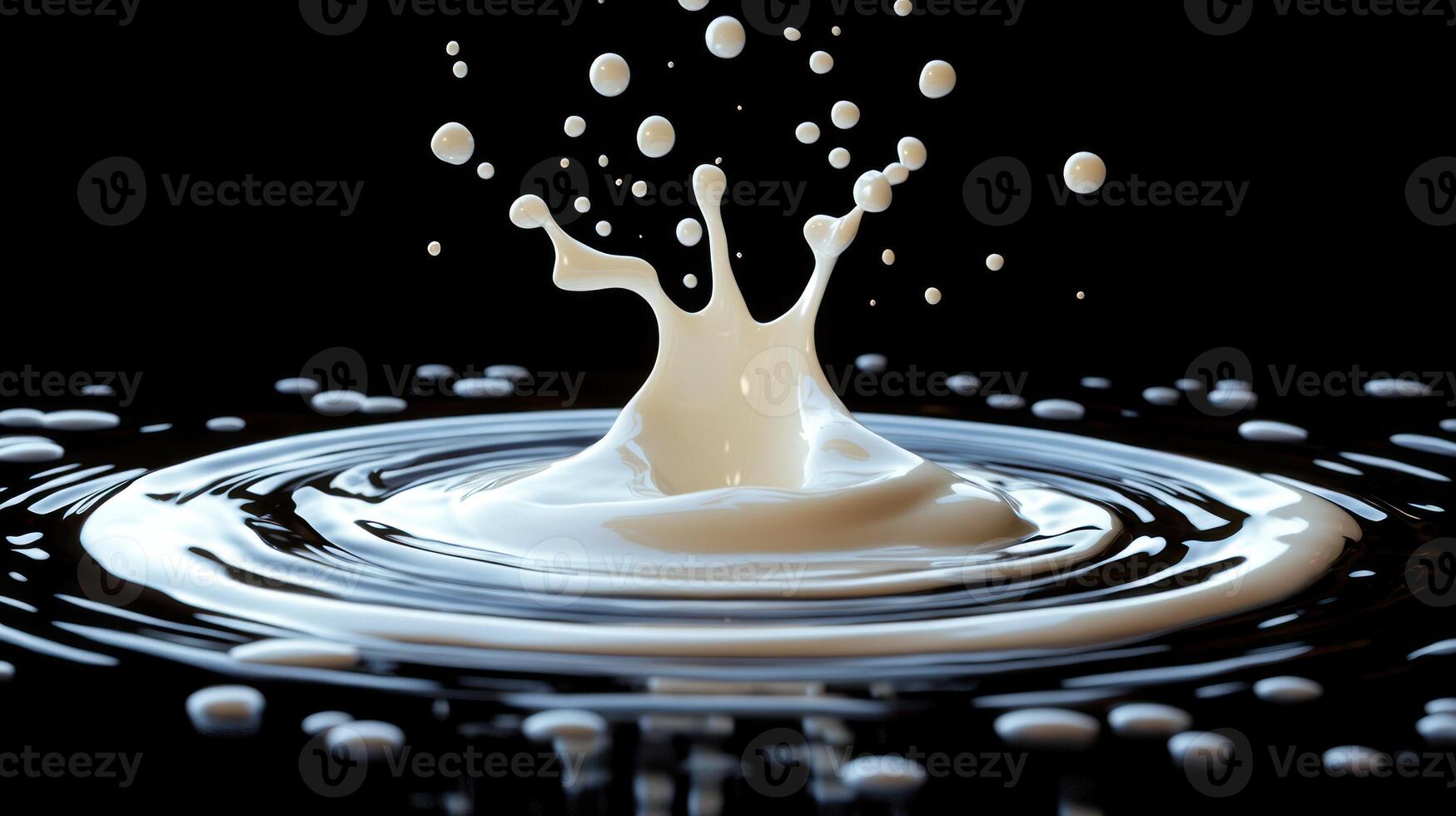 A splash of milk is falling into a pool of water photo