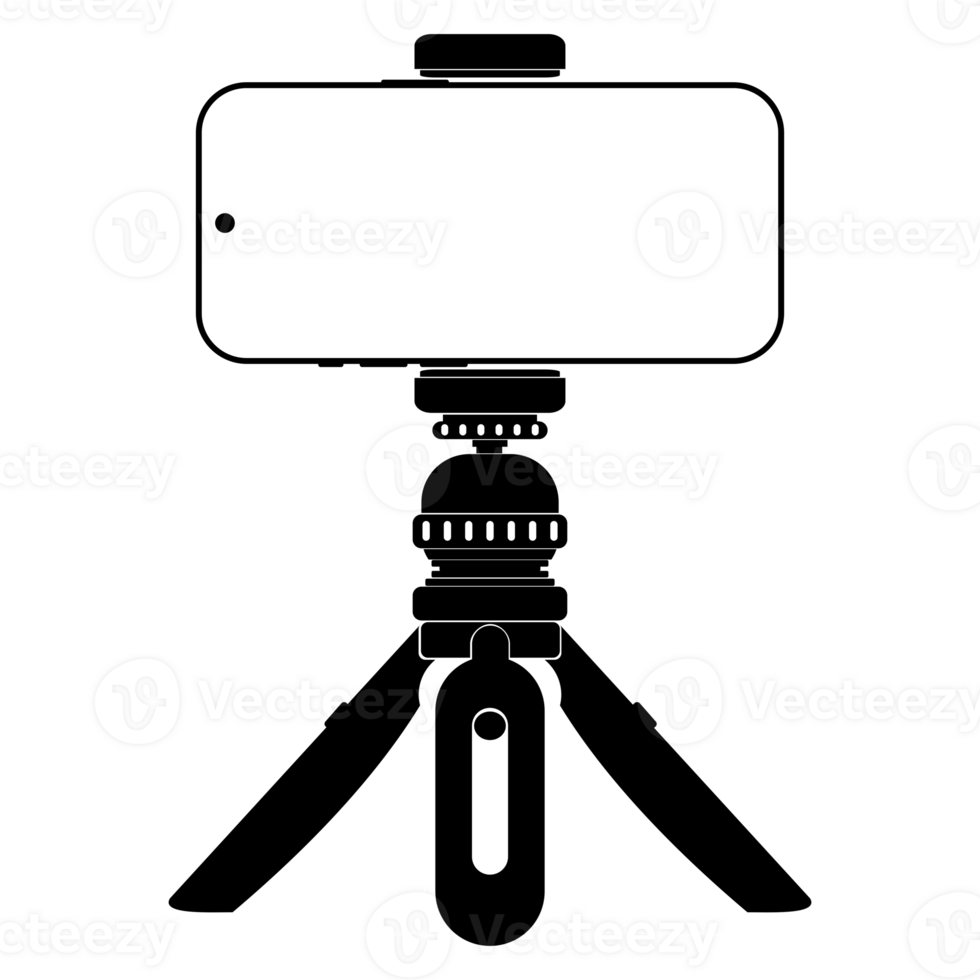 white screen smartphone and tripod sticker background png